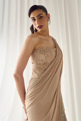 Biege Tube Corset With Saree