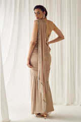 Biege Tube Corset With Saree
