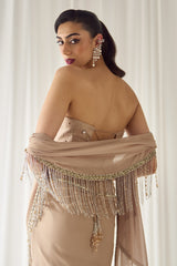Biege Tube Corset With Saree
