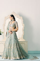 Aqua Tissue Lehenga Set