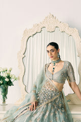 Aqua Tissue Lehenga Set