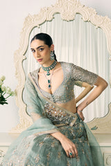 Aqua Tissue Lehenga Set