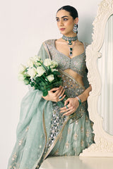 Aqua Tissue Lehenga Set