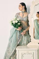 Aqua Tissue Lehenga Set