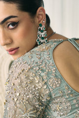 Aqua Tissue Lehenga Set