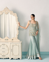 Aqua Kurta And Sharara Set