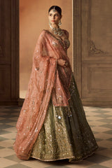 Green Embroidered Lehenga Set