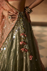 Green Embroidered Lehenga Set