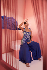 Shivani Bafna in Ink Blue Peplum and Palazzo Set