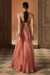 Dusty Rose Tube Peplum Sharara Set
