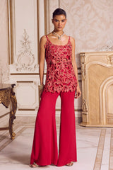 Magenta Cut Work Kurta and Pants Set