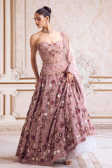 Champagne Rose Lehenga With Corset Set