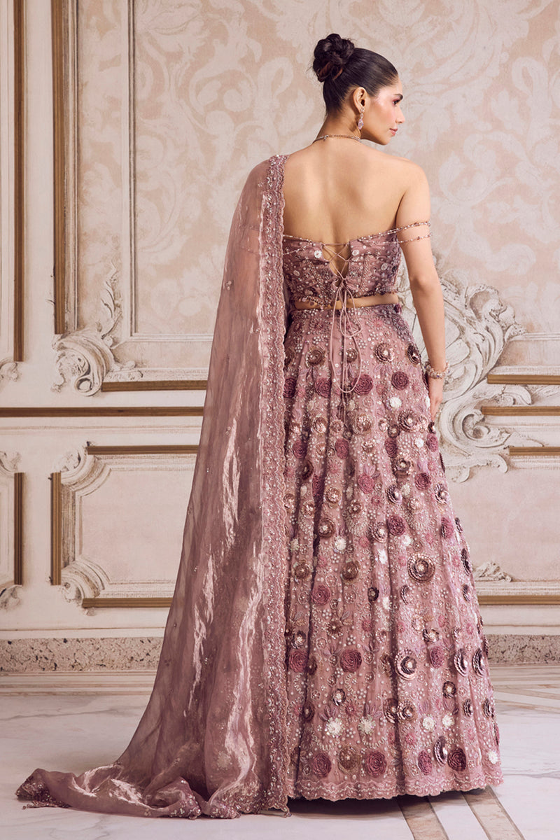Champagne Rose Lehenga With Corset Set