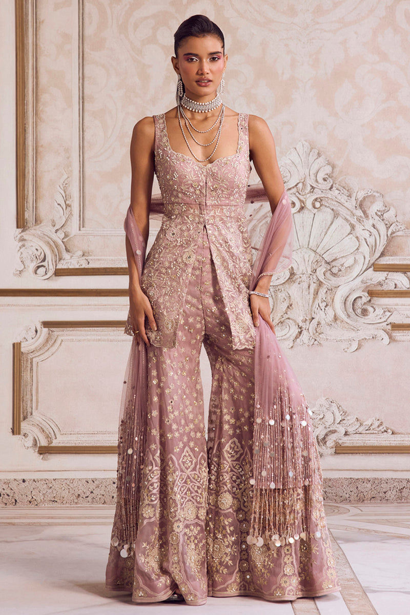 Champagne Rose Peplum and Pants Set
