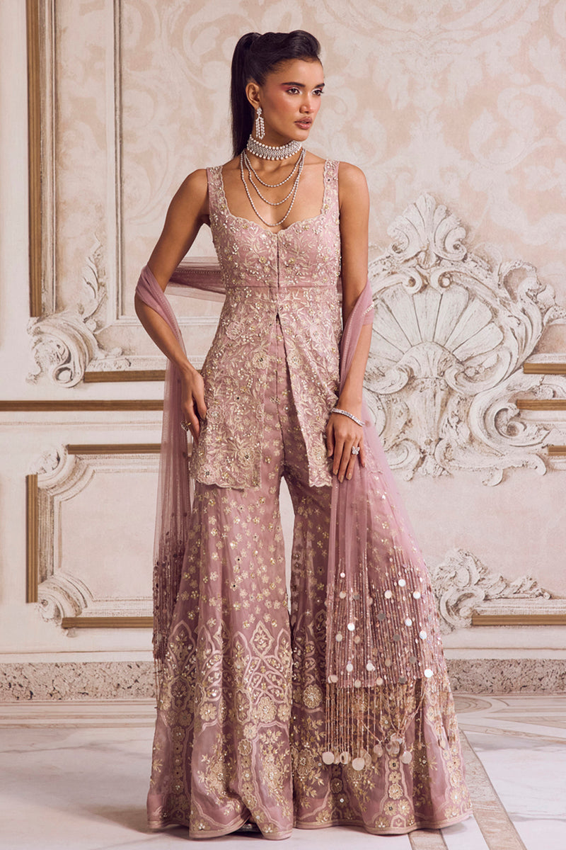 Champagne Rose Peplum and Pants Set