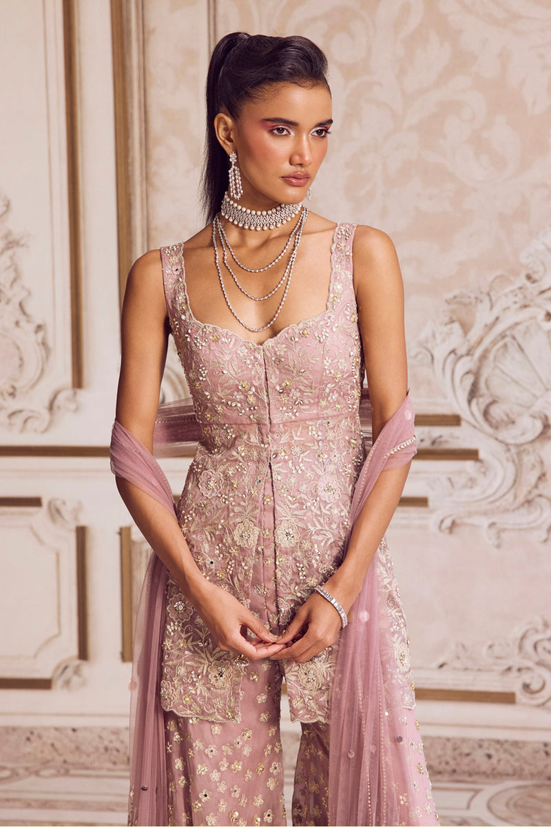 Champagne Rose Peplum and Pants Set