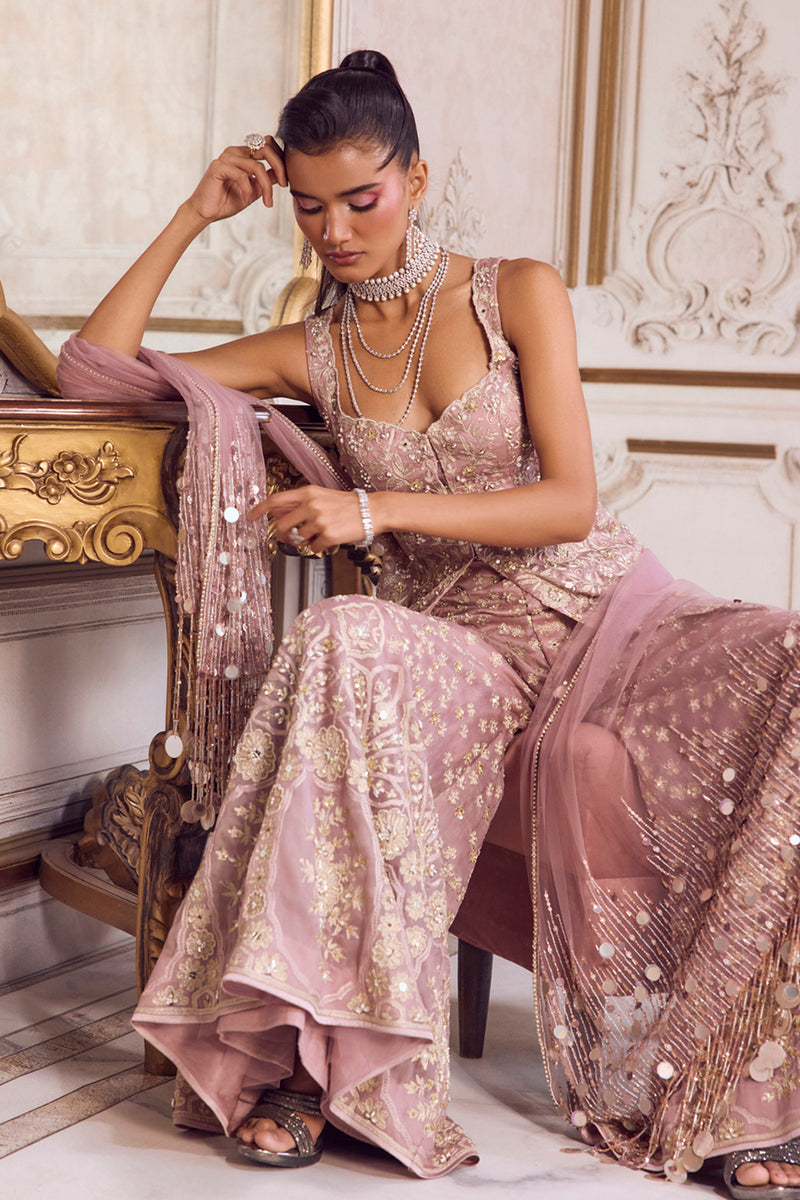 Champagne Rose Peplum and Pants Set