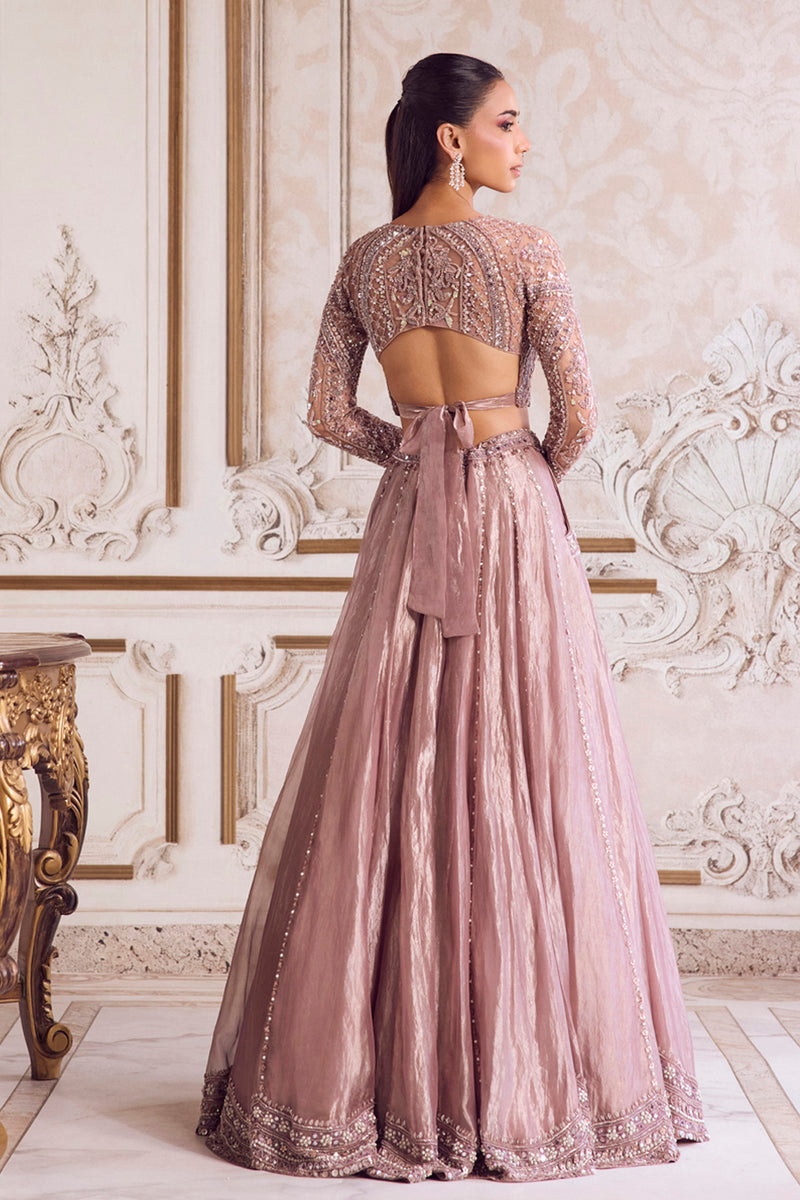 Champagne Rose Tissue Lehenga Set