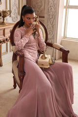 Champagne Rose Peplum With Pants Set