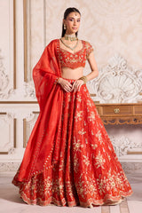 Rust Organza Lehenga Set