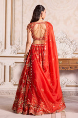 Rust Organza Lehenga Set