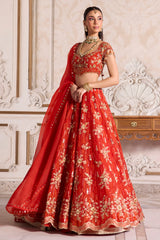 Rust Organza Lehenga Set