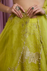 Neon Green Organza Lehenga Set