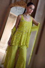 Neon Green Short Kurta and Pants Set