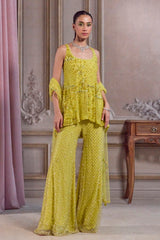 Neon Green Short Kurta and Pants Set