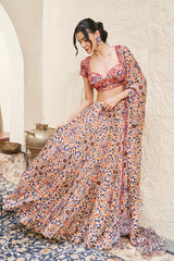 Moroccan Printed Blouse and Lehenga Set