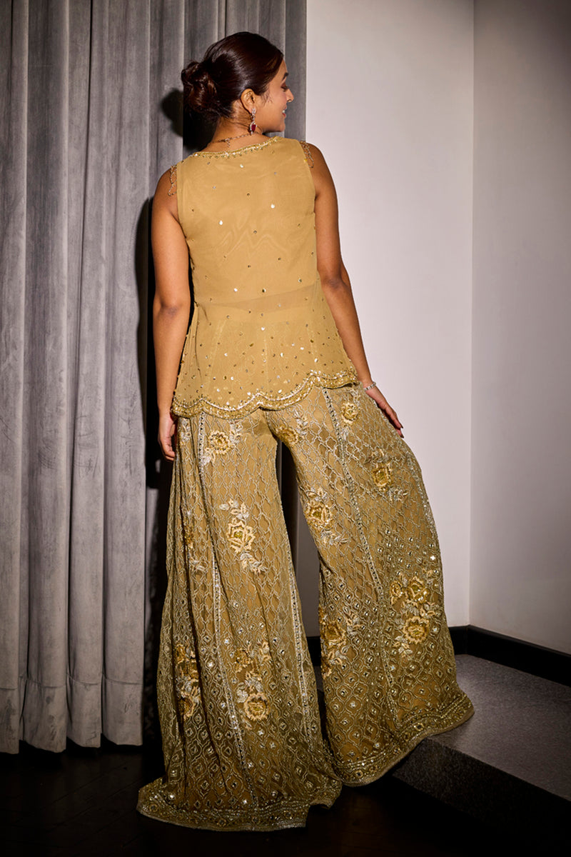 Gold Embroidered Pants and Top Set