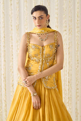 Mustard Peplum and Lehenga Set
