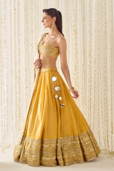 Mustard Bustier and Lehenga Set
