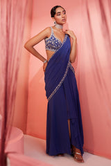 Ink Blue Slit Saree