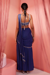 Ink Blue Slit Saree