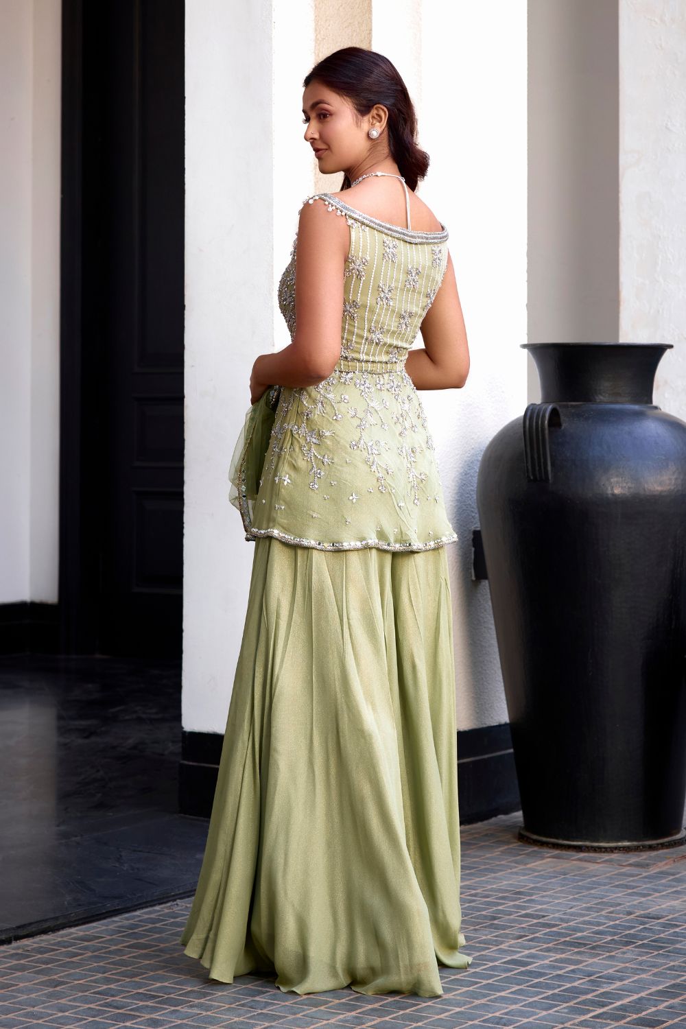 Blouse Oscar De La Renta Neuve Avec étiquettes - Col Perle Brodé, Peplum, Couleur Sarcelle, Taille XS/S