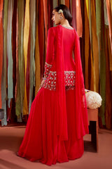 HOT PINK SHORT JACKET AND SHARARA SET