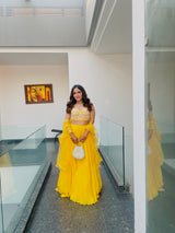 Sindhu in Mango Bustier and Panelled Skirt Set