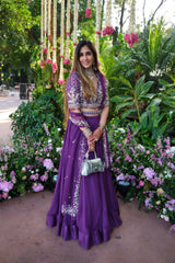 Sonam in Purple Blouse Skirt And Dupatta