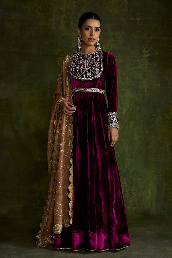 Mulberry Velvet Anarkali