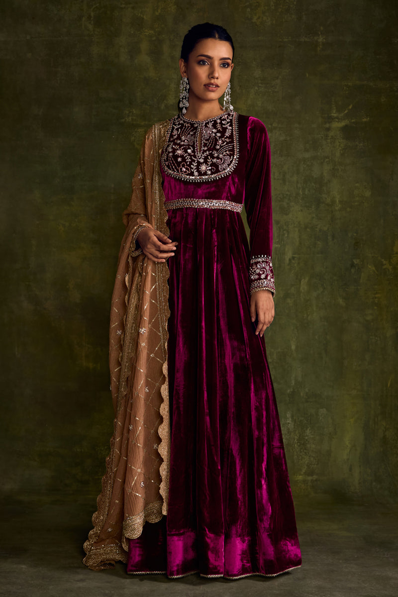 Mulberry Velvet Anarkali