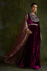 Mulberry Velvet Anarkali