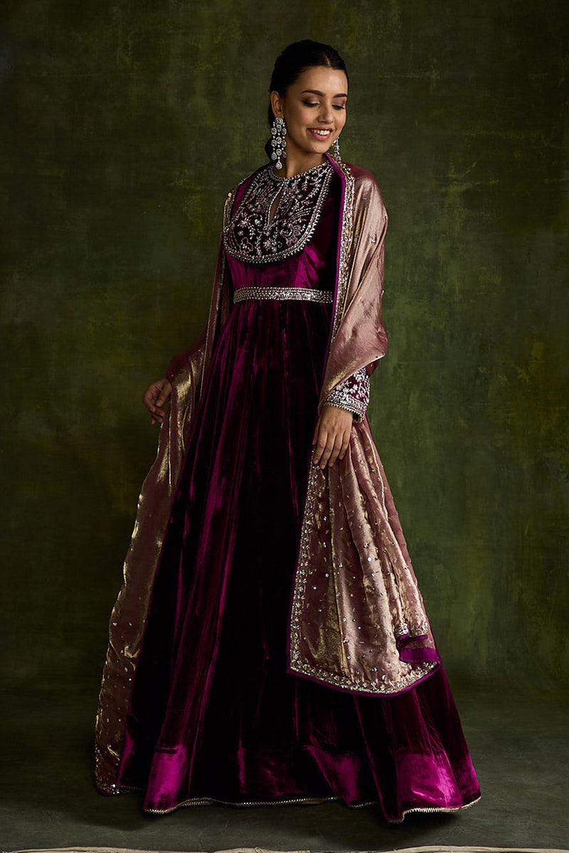 Mulberry Velvet Anarkali