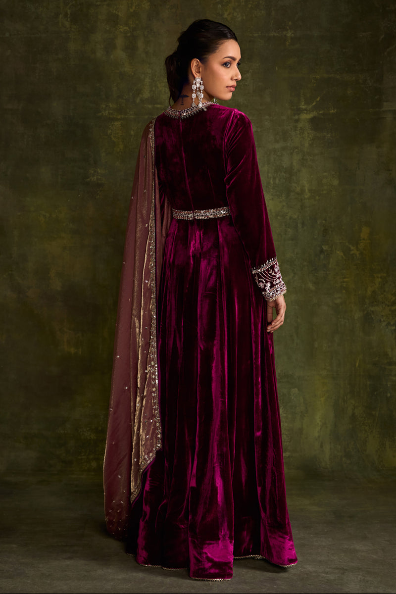 Mulberry Velvet Anarkali