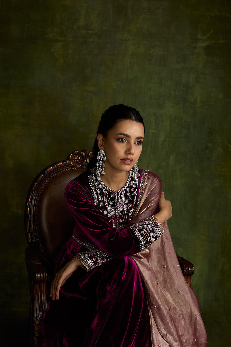 Mulberry Velvet Anarkali