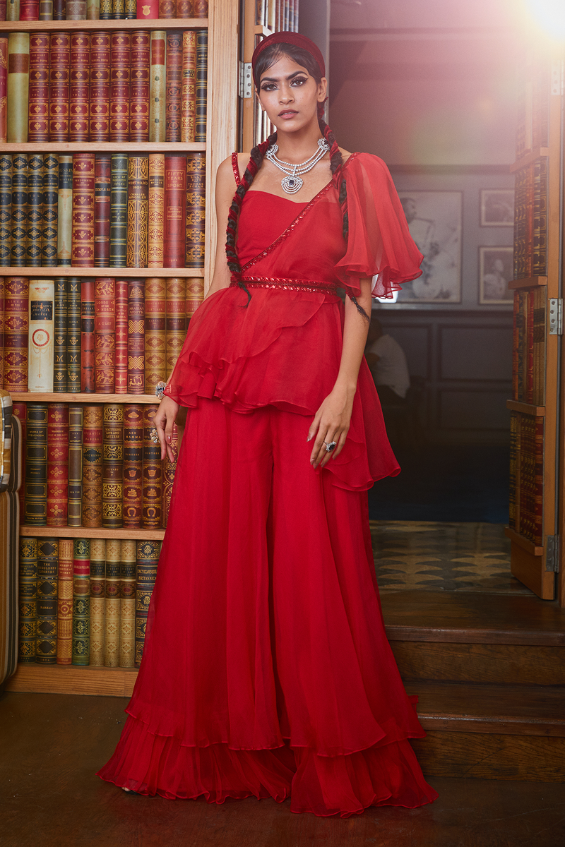 Ruffle palazzo with top sales