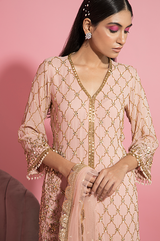 Pink Shirt and Tiered Sharara Set