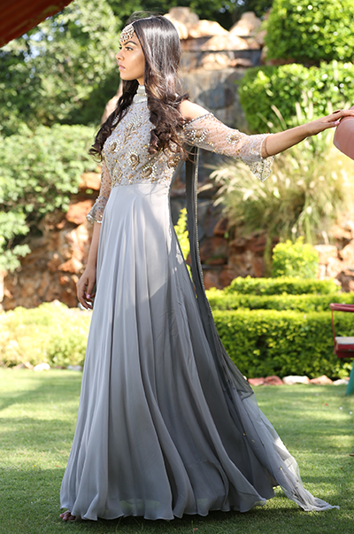 Grey color long gown best sale