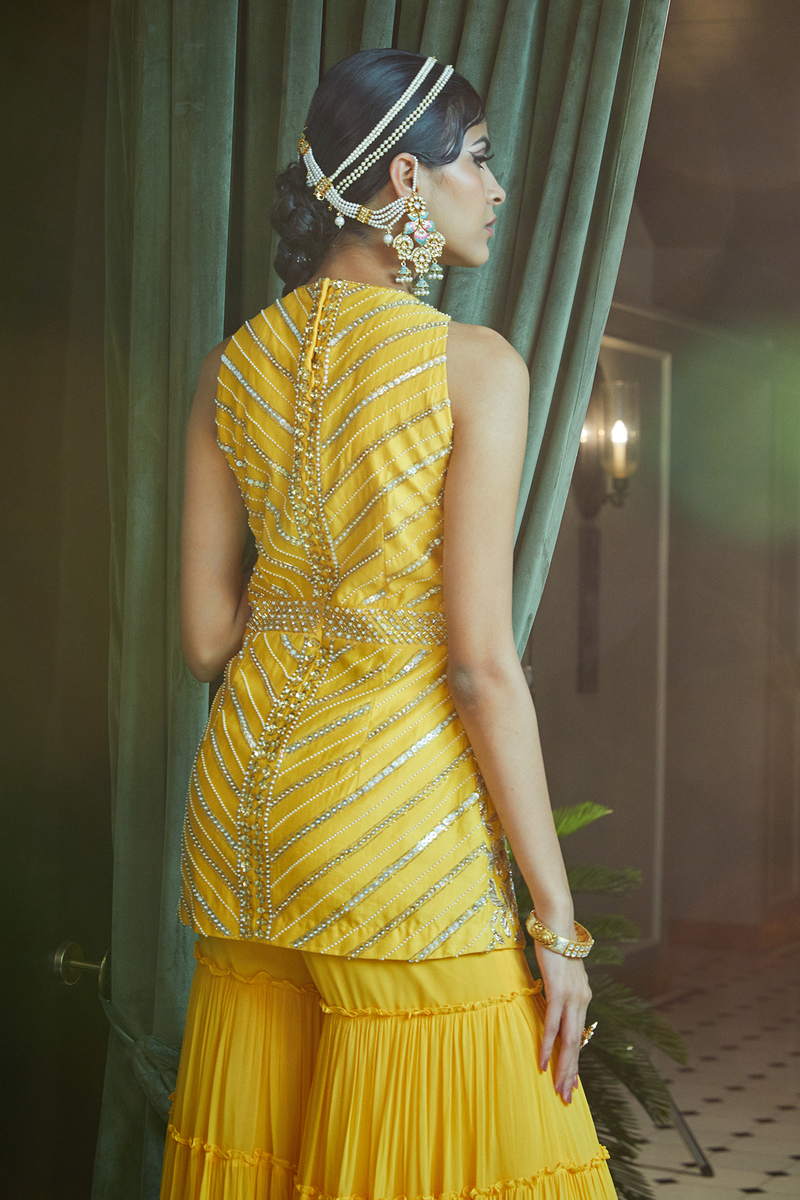 Buy Tamanna Punjabi Kapoor Green Soft Net Mirror Embellished Kurta And  Sharara Set Online  Aza Fashions