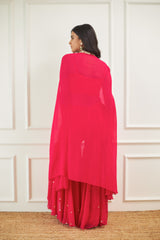 Hot Pink Cape, Bustier and Flared Pants Set